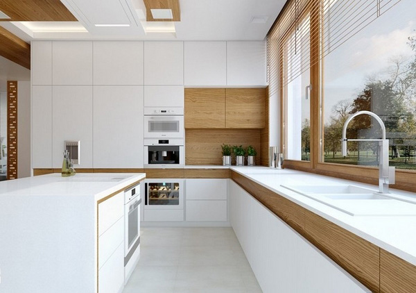 کابینت سفید قهوه ای ، ترکیب رنگی عالی برای آشپزخانه