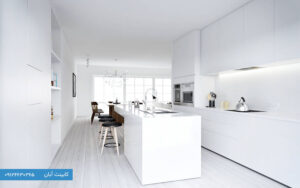 کابینت آشپزخانه سفید ساده و شیک